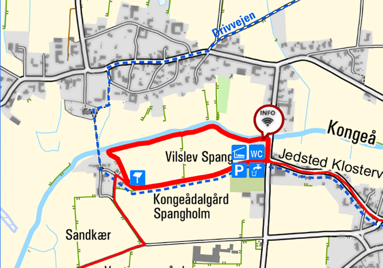 Map - round trip in Vilslev. The map displays data from Geodatastyrelsen, Kort10.